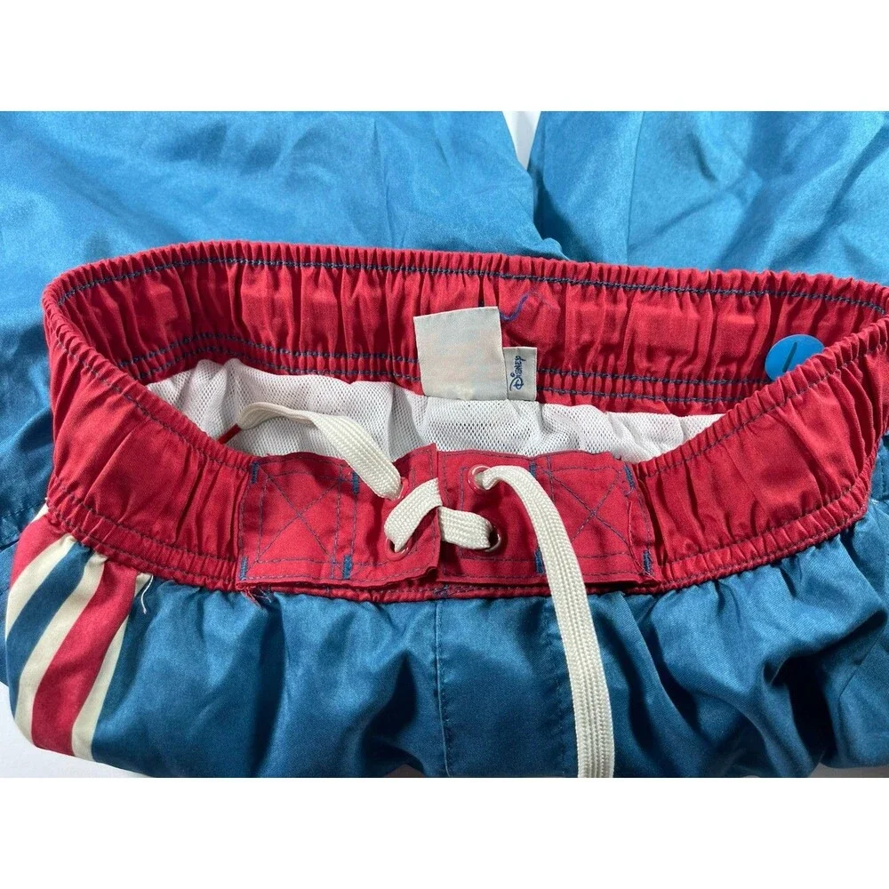 Disney Junk Food Mickey Mouse Swim Trunks Blue Red White Striped Men's Large